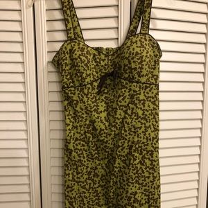 Cute green and brown a-line dress.